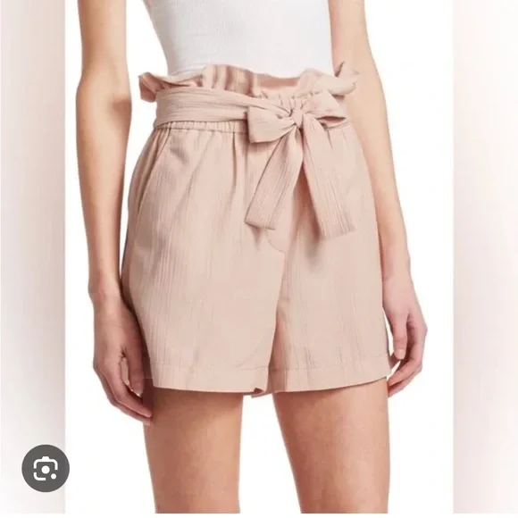3.1 Phillip Lim Tie Waist Belt Paper bag Shorts Ballet Pink Nude - Picture 2 of 5